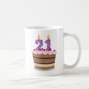 Age 21 on Birthday Cake Coffee Mug