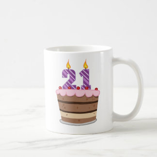 Age 21 on Birthday Cake Coffee Mug