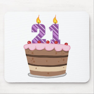 Age 21 on Birthday Cake Mouse Mat