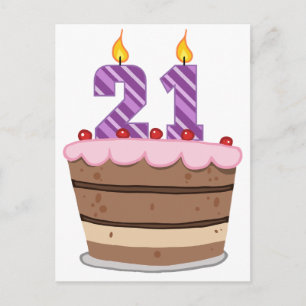Age 21 on Birthday Cake Postcard