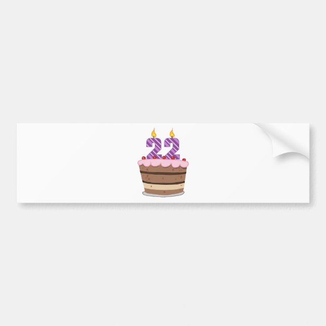 Age 22 on Birthday Cake Bumper Sticker (Front)