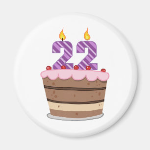 Age 22 on Birthday Cake Magnet