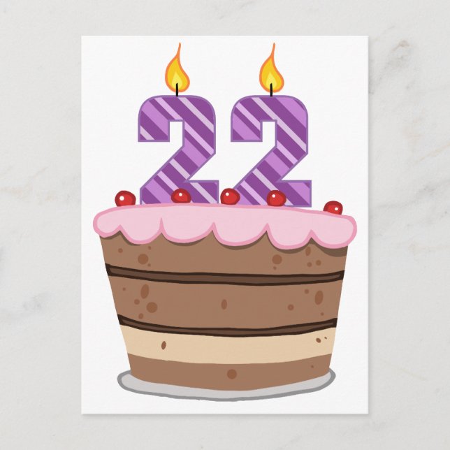 Age 22 on Birthday Cake Postcard (Front)