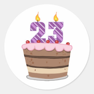 Age 23 on Birthday Cake Classic Round Sticker
