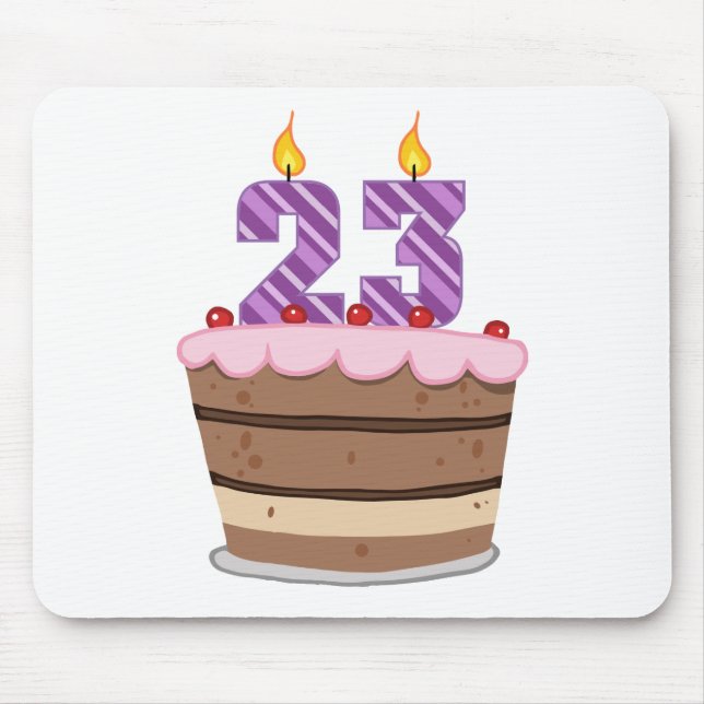 Age 23 on Birthday Cake Mouse Mat (Front)