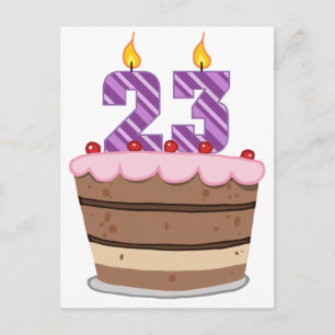 Age 23 on Birthday Cake Postcard