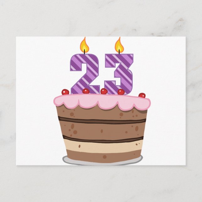 Age 23 on Birthday Cake Postcard (Front)