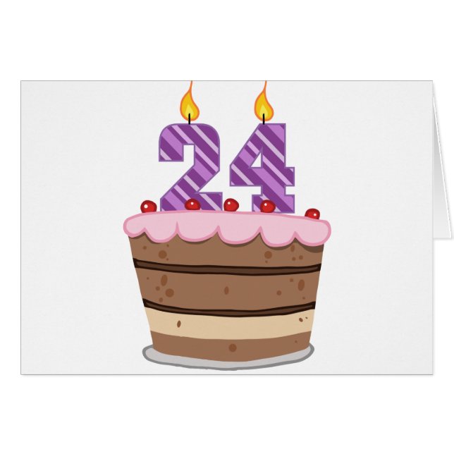 Age 24 on Birthday Cake (Front Horizontal)