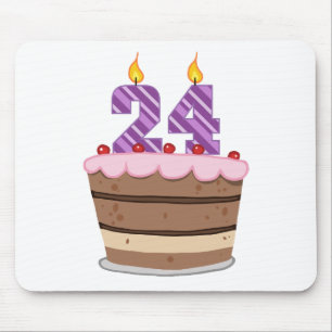 Age 24 on Birthday Cake Mouse Mat
