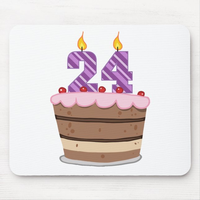 Age 24 on Birthday Cake Mouse Mat (Front)