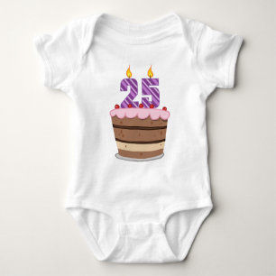 Age 25 on Birthday Cake Baby Bodysuit