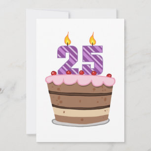 Age 25 on Birthday Cake Card