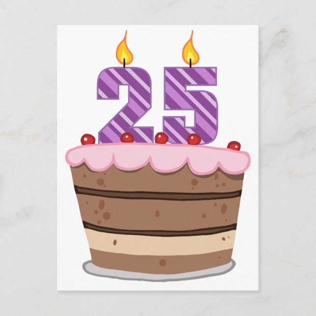 Age 25 on Birthday Cake Postcard (Front)