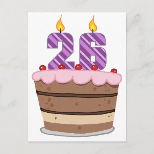 Age 26 on Birthday Cake Postcard