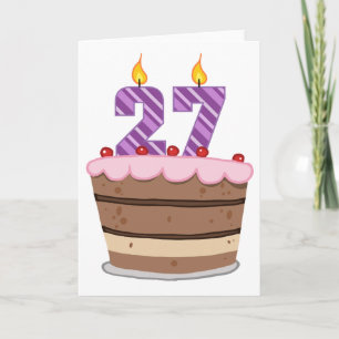 Age 27 on Birthday Cake Card