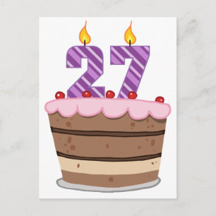 Age 27 on Birthday Cake Postcard