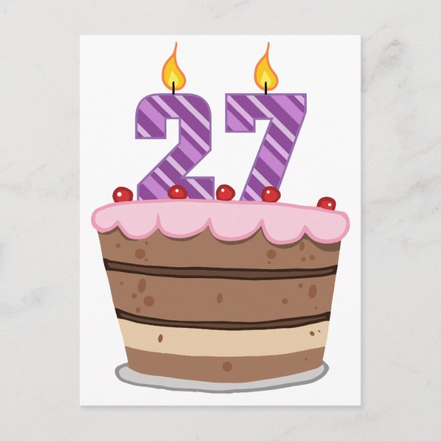 Age 27 on Birthday Cake Postcard (Front)