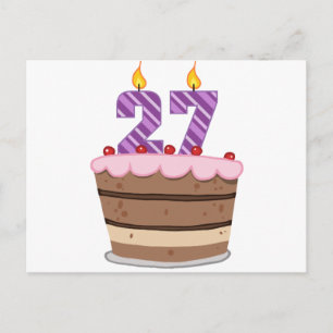 Age 27 on Birthday Cake Postcard