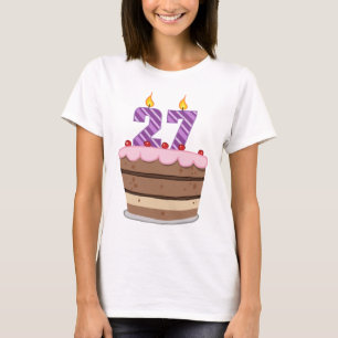 Age 27 on Birthday Cake T-Shirt