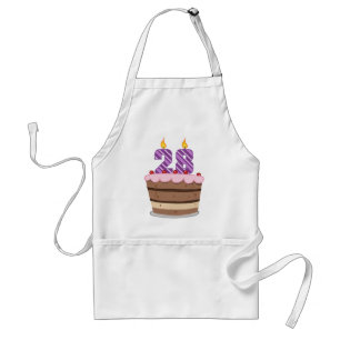 Age 28 on Birthday Cake Standard Apron