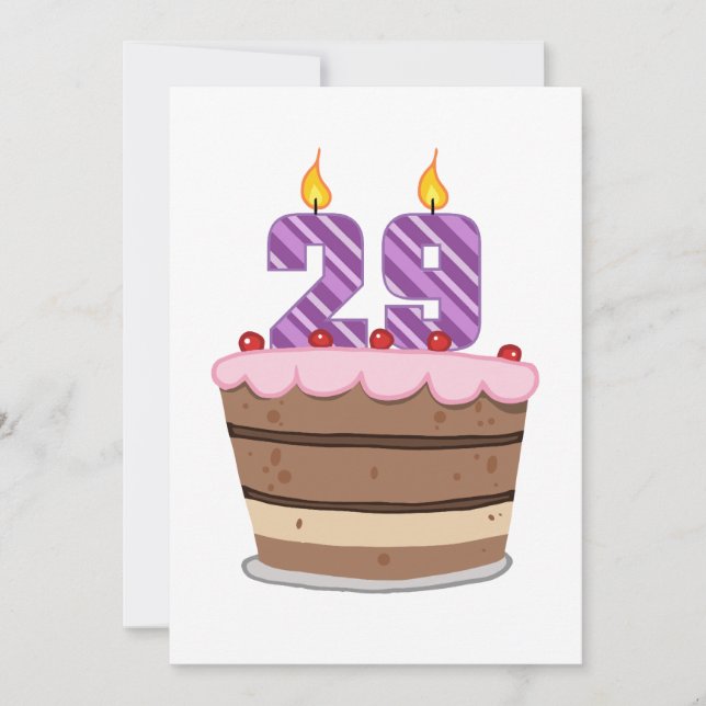 Age 29 on Birthday Cake Card (Front)