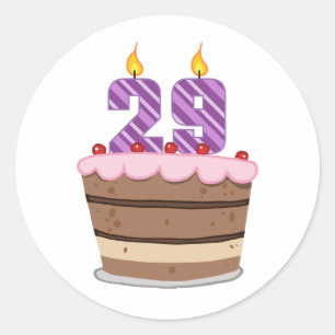 Age 29 on Birthday Cake Classic Round Sticker