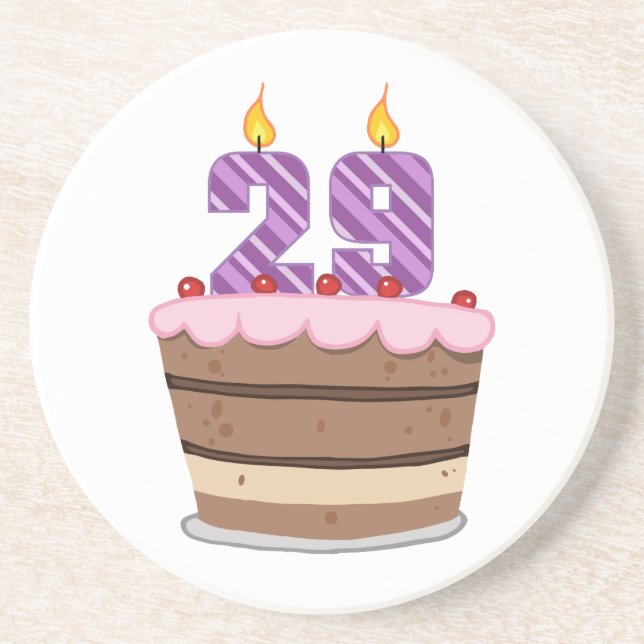 Age 29 on Birthday Cake Coaster (Front)