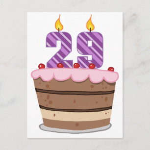 Age 29 on Birthday Cake Postcard