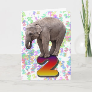 Age 2, a happy elephants birthday card