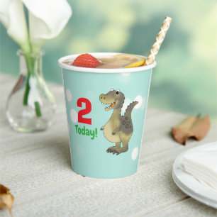 Age 2 Dinosaur Birthday - 2nd Birthday Dino Paper Cups