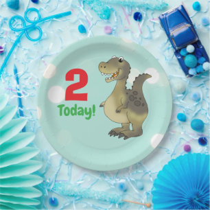 Age 2 Dinosaur Birthday - 2nd Birthday Dino Paper Plate