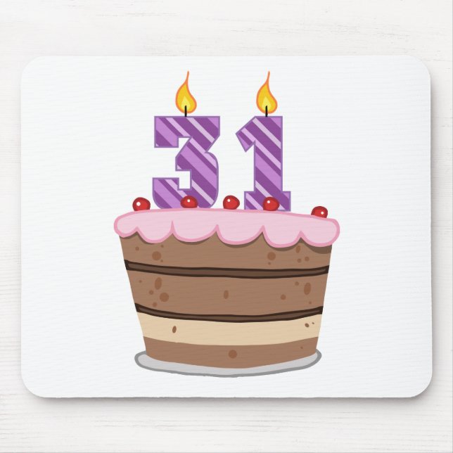 Age 31 on Birthday Cake Mouse Mat (Front)