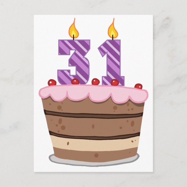 Age 31 on Birthday Cake Postcard (Front)