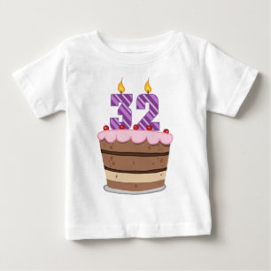Age 32 on Birthday Cake Baby T-Shirt