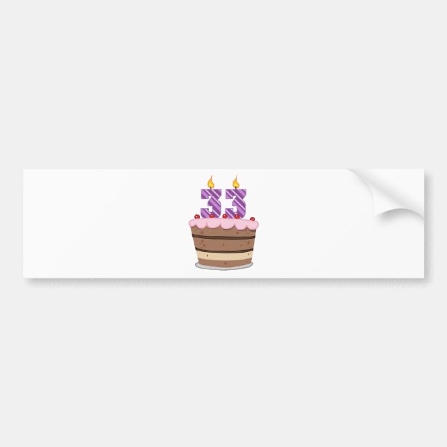 Age 33 on Birthday Cake Bumper Sticker (Front)