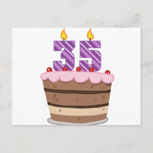 Age 35 on Birthday Cake Postcard