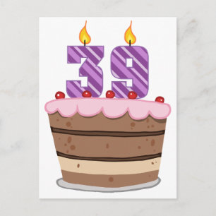 Age 39 on Birthday Cake Postcard