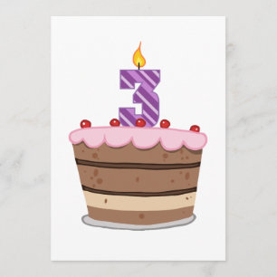 Age 3 on Birthday Cake Card