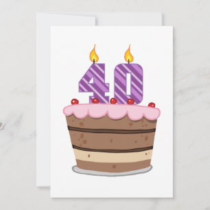 Age 40 on Birthday Cake Card