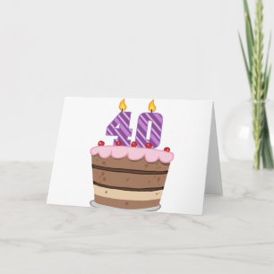 Age 40 on Birthday Cake Card