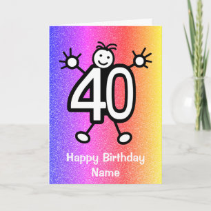 Age 40 Years Old Funny Cartoon Happy Birthday Card