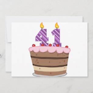 Age 41 on Birthday Cake Card