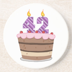 Age 42 on Birthday Cake Coaster