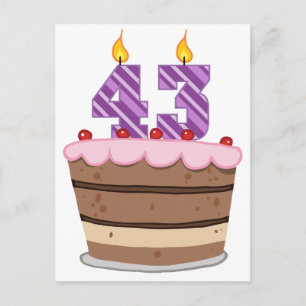 Age 43 on Birthday Cake Postcard