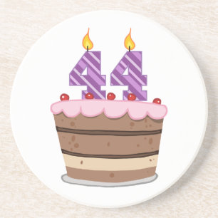 Age 44 on Birthday Cake Coaster