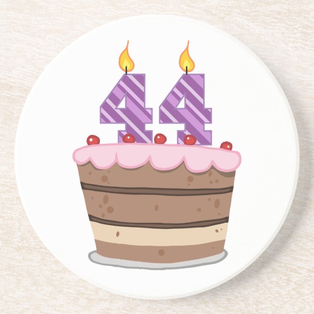 Age 44 on Birthday Cake Coaster (Front)