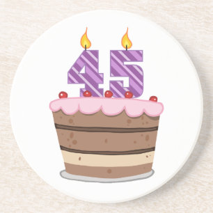 Age 45 on Birthday Cake Coaster