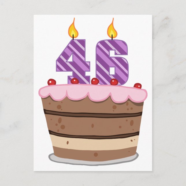 Age 46 on Birthday Cake Postcard (Front)
