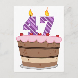 Age 47 on Birthday Cake Postcard