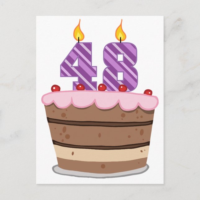 Age 48 on Birthday Cake Postcard (Front)